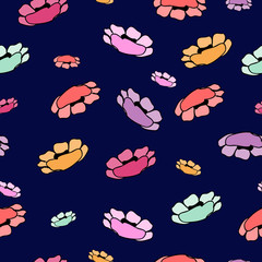 Simple Floral Pattern for Seamless Background, Print, Furniture Upholstery. Small Floral Rapport with Silhouettes of Primitive Flowers. Random Botanical Texture