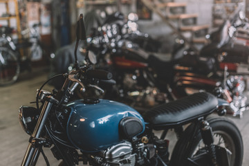 Motorcycles in repair shop