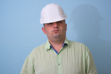 Portrait man in a white helmet