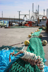 fishing nets and equipment at fishing port