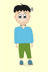 Halloween Frankenstein charakter Vektor Illustration Mensch Junge verkleidet