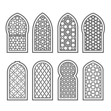 Arabian window with ornament - grating decorated with arabesque pattern