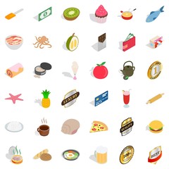 Bread icons set, isometric style