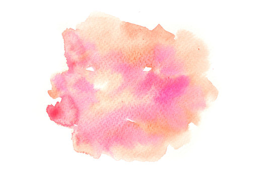 Abstract pink and orange watercolor background texture on white , watercolor hand painted on paper