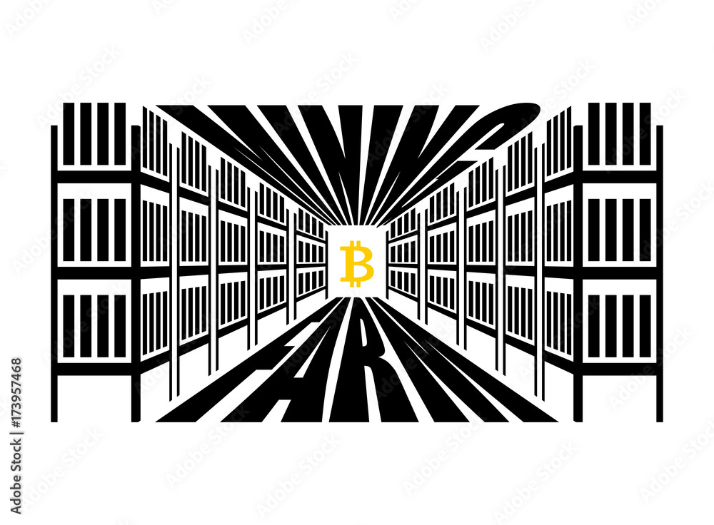 Poster mining farm. extraction of cryptocurrency. stand gpu. technology for obtaining bitcoin and etherium.