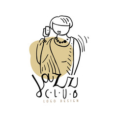 Jazz club logo design, vintage music label, element for flyer, card, leaflet or banner, hand drawn vector Illustration