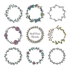 Hand Draw Wreaths Elements