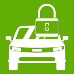 Obraz premium Car with padlock icon green