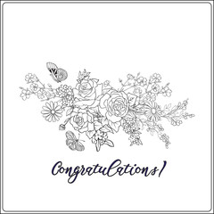 Bouquet with roses and daisies. 