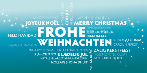 Frohe Weihnachten Grußkarte mehrsprachig