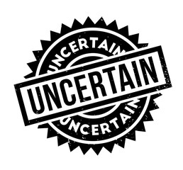 Uncertain rubber stamp. Grunge design with dust scratches. Effects can be easily removed for a clean, crisp look. Color is easily changed.
