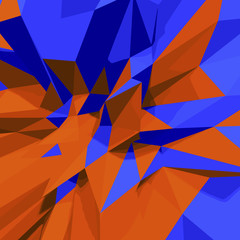 Abstract 3d low polygon background. Blue and orange