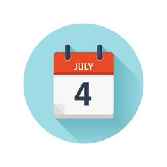 July 4. Vector flat daily calendar icon. Date and time, day, month 2018. Holiday. Season.