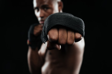 Afroamerican kickboxer ready to fight