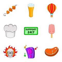 Distribution of food icons set, cartoon style