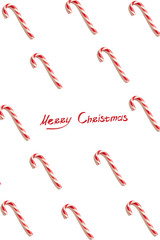 Christmas greeting card. White background. New year symbol. Christmas candy cone.