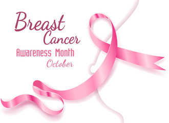 Breast Cancer October Awareness Month Campaign Background with paper pink ribbon symbol