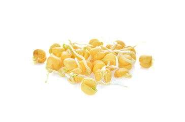 pea sprouts on white background