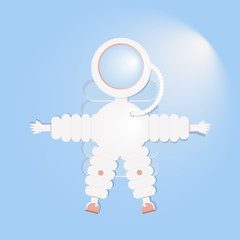 Cartoon astronaut in white spacesuit.