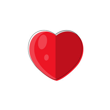 Red heart icon in trend style