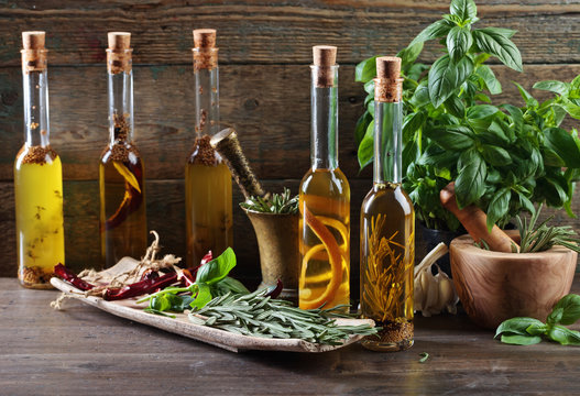 Olive oil with basil.