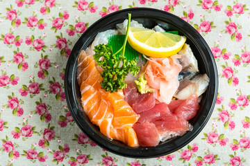 japanese food Mix Sashimi Chirashi Rice Bowl
