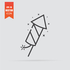 Firework icon in flat style isolated on grey background.
