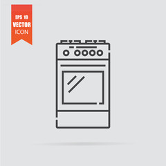 Gas stove icon in flat style isolated on grey background.