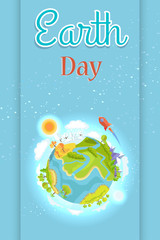 Earth Day Template Colorful Poster with Planet