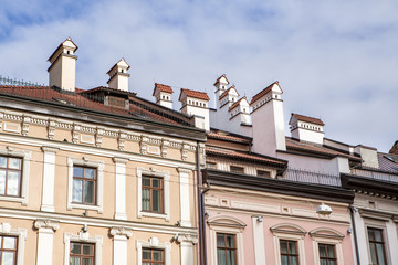 view from above on the roofs of the houses of the city of Lviv