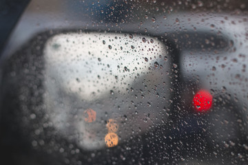 Raindrops on windshield