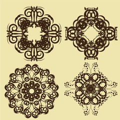  Vintage frames and scroll elements,Floral background design, luxury mandala
