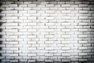 Abstract white brick wall background in rural room, grungy rusty blocks of stonework architecture wallpaper