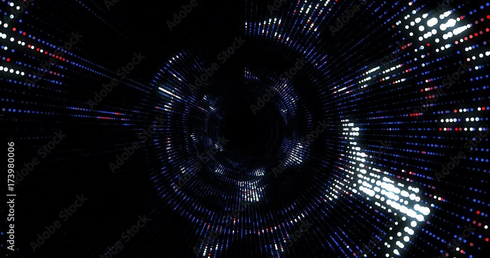 Poster 4k animated background loop with audio elements. 3d abstract digital wave of glowing particles and w