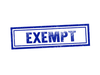 EXEMPT blue stamp seal text message on white background