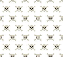 Skull and bones seamless pattern. Skeleton repeating texture. Skulls  endless background. Halloween concept. Vector illustration
