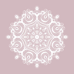  Vector lace round paper doily,  christmas snowflake decoration, design element.