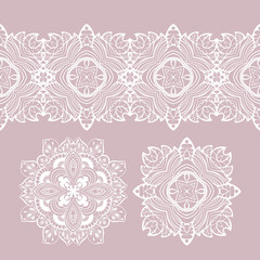 set of vector elements for design. white lace, doilies.