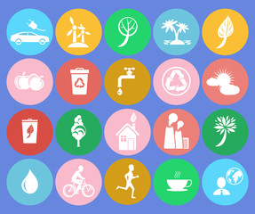 Fototapeta premium Ecology Saving Themed Round Colorful Icons
