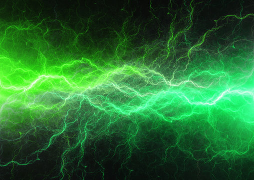 Green power, plasma lightning background