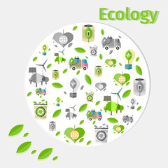 Ecology Poster with Small Green and Grey Icons