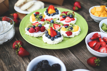 Mini Fruit Pizzas with Colorful Fresh Fruit
