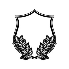 shield with leaves  vector illustration