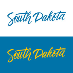 Obraz premium Odręczna nazwa stanu w USA w stanie Dakota Południowa. Element kaligraficzny do swojego projektu. Ilustracji wektorowych.