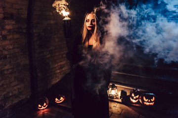 Fototapeta premium Halloween black witch