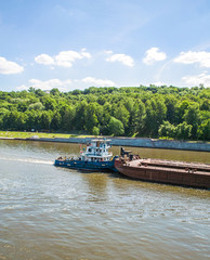Fototapeta na wymiar Barge on Moskva river, Moscow, Russia