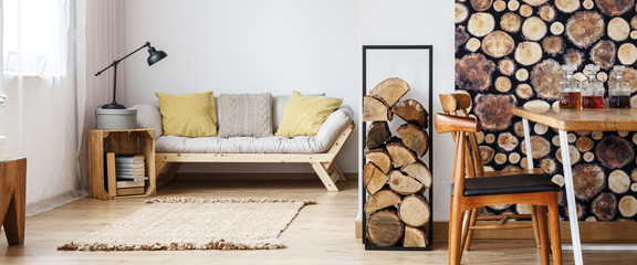 Room with wooden furniture