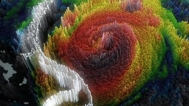 Animation depicting Hurricane Harvey off the coast of Texas. NASA satellite data was used to create realistic topography of the landfall event. (ProRes file with broadcast quality color depth.)