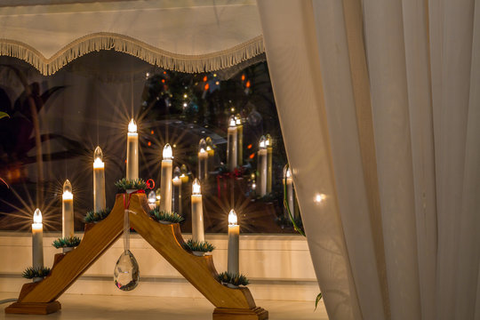 Advent Electric Candles On Window Sill