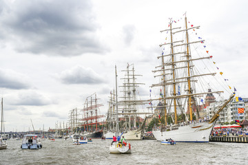 Final The Tall Ships Races in Szczecin 2017. Ships and cityscape.